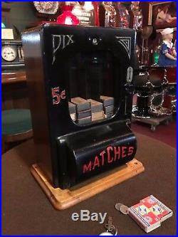 1915 Match Box Vending Machine PIX Cast Iron Coin Operated WATCH VIDEO