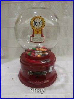 1930's VINTAGE FORD GUMBALL VENDING MACHINE DISH MODEL PENNY COIN OP RESTORED