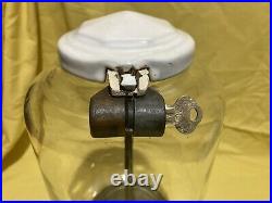1930s COIN OPERATED PEANUT DISPENSER, WHITE PORCELAIN, ONE CENT