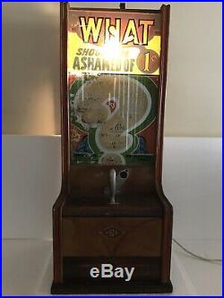 1940 ESCO One Cent Fortune Predictions Coin Op Vending Machine Working 28 Tall