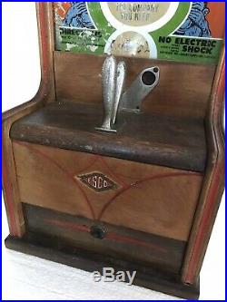 1940 ESCO One Cent Fortune Predictions Coin Op Vending Machine Working 28 Tall