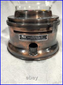 1940's VINTAGE FORD GUMBALL VENDING MACHINE PENNY COIN OP RESTORED COPPER FINISH