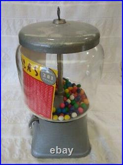 1950'S VINTAGE SILVER KING GAMBLER GIANT ACE COIN OP GUMBALL VENDING MACHINE 25c