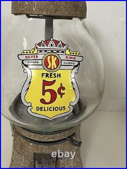 1950s Regal 5c Coin Operated Gumball, Candy & Peanut Bulk Vending Machine Keyed