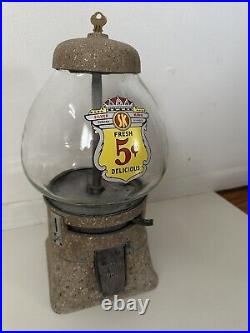 1950s Regal 5c Coin Operated Gumball, Candy & Peanut Bulk Vending Machine Keyed