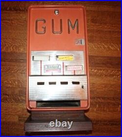2' 1940-50 Robco Corp 5 Cent Stick Gum Coin Op Vending Machine Orange/red