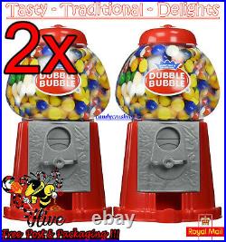 2 x Gumball Vending Machine Gum Dispenser Toy Coin Bank 80g Bubble Gum Included