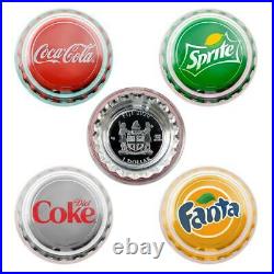 2020 Coca-Cola VENDING MACHINE (4) $1 Silver Bottle Cap Coins FIJI Coke