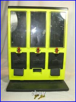 3 section quarter 25 cent vending machine coin operated gumball candy dispenser