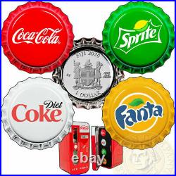 4 Coin Silver Set-2020 Coca-cola- Fanta -sprite- Diet-coke- Vending Machine
