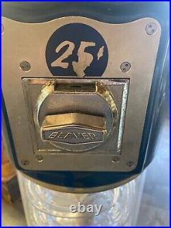 58 Inch Wizard Beaver Spiral Gumball Machine Blue 25 Cent Coin Mech