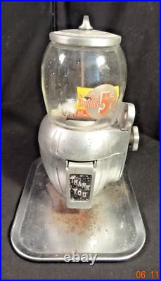 ANTIQUE 5c COIN OP PEANUT NUT GUM CANDY STORE VENDING MACHINE