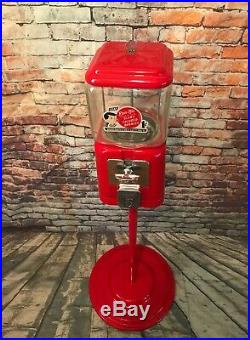 Acorn 1 c Gumball Machine glass vintage coin op with metal stand penny machine