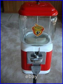 Acorn 1 c Gumball Machine glass vintage coin op with metal stand restored