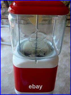 Acorn 1 c Gumball Machine glass vintage coin op with metal stand restored
