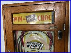 Antique AERO Chocolate Dispenser Machine Ballgame Win A Choc withcopper penny