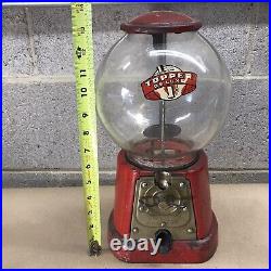 Antique Advance Model D With Topper Deluxe Coin Op Penny Gum Ball Machine