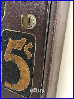 Antique BAZARTE 5 cent Cigar Vending Machine Dispenser Coin Op with Key