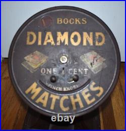 Antique Diamond Match Book Matches Coin Op Operated Advertising Vending Machine