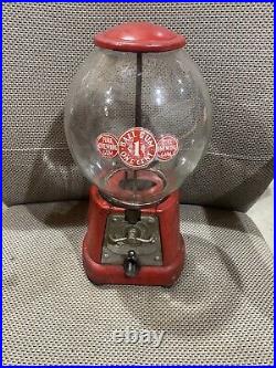 Antique Glass Advance Model D Penny One Cent Gumball Machine Coin Op Vending