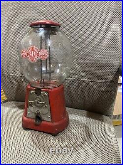 Antique Glass Advance Model D Penny One Cent Gumball Machine Coin Op Vending