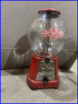 Antique Glass Advance Model D Penny One Cent Gumball Machine Coin Op Vending