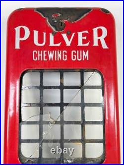 Antique PULVER Chewing Gum 1¢ Enamel Porcelain Coin Vending Machine Cover Part