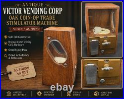 Antique Victor Vending Corp Oak Coin-Op Trade Stimulator Machine No Key As Found