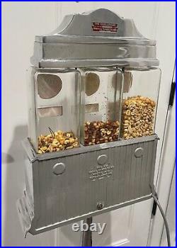 Antique Vintage Aluminum Art Deco Challenger Coin Op Hot Peanut Vending Machine