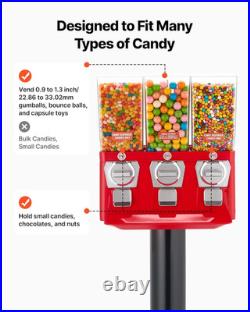 Candy Vending Machine, Triple Compartment Candy Vending Machine with Stand, Gumb