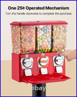 Candy Vending Machine, Triple Compartment Candy Vending Machine with Stand, Gumb