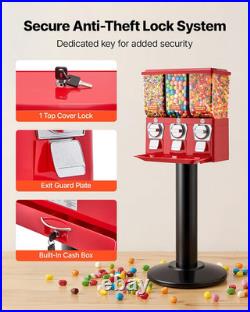Candy Vending Machine, Triple Compartment Candy Vending Machine with Stand, Gumb