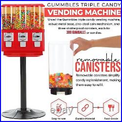 Candy Vending Machine with Stand for Business and Home Triple Coin Operated