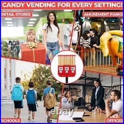 Candy Vending Machine with Stand for Business and Home Triple Coin Operated