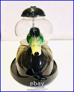 Carousel Industries Mallard Duck Coin Candy Dispenser Gumball Machine Glass Cast