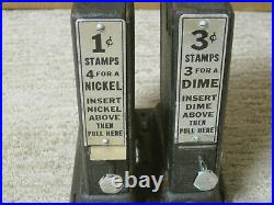 Cast Iron 10 Cent & 5 Cent Coin Operated Vending Machine with stamp books 1930's