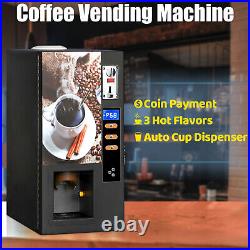 Commercial 3 Flavor Instant Coin Automatic Tea Coffee Vending Machine with Base US