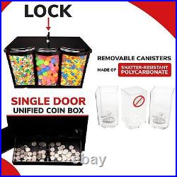 Commercial Triple Gumball Candy Vending Machine With Removable Canisters Dispenser