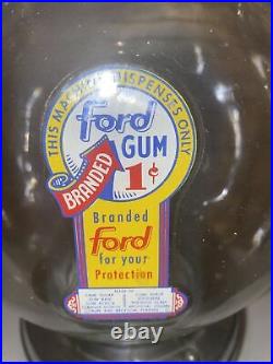 FORD Gumball Chewing Gum Machine table top Accepts Coins
