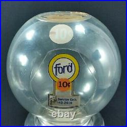 Ford Gumball Machine 10 Cent Plastic Globe Bulk Vending Candy E2 Coin OP
