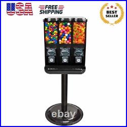 Gumball Machine Coin Operated Candy Dispenser Triple Vending Machine with Stand US