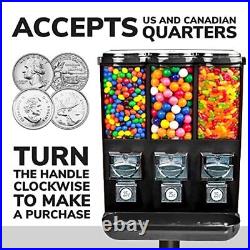 Gumball Machine Coin Operated Candy Dispenser Triple Vending Machine with Stand US