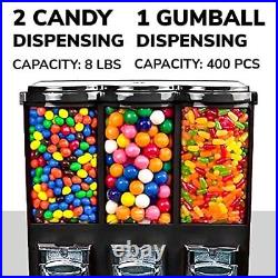 Gumball Machine Coin Operated Candy Dispenser Triple Vending Machine with Stand US