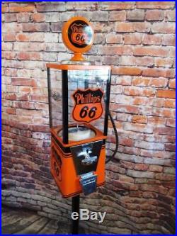 Gumball machine candy dispenser PHILLIPS 66 gas pump original coin up + stand