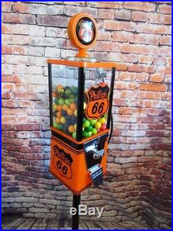 Gumball machine candy dispenser PHILLIPS 66 gas pump original coin up + stand