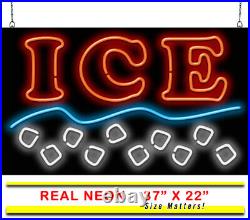Ice Neon Sign Jantec 37 x 22 Drinks Cold Cafe Vending Machine Coins Cafe