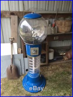 Large Working 25 Cent Spiral Gumball Machine Coin Operated 57 Tall
