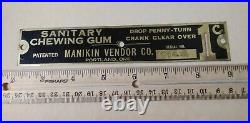 Manikin Vendor Co. Gumball Vending Machine Nameplate Coin Entry Original