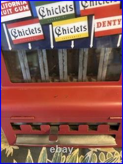 Mills Automatic Merchandising 1¢ Coin-Op Gumball Vending Machine, Red Metal