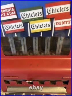Mills Automatic Merchandising 1¢ Coin-Op Gumball Vending Machine, Red Metal Mills Automatic Merchandising 1¢ Coin-Op Gumball Vending Machine, Red Metal